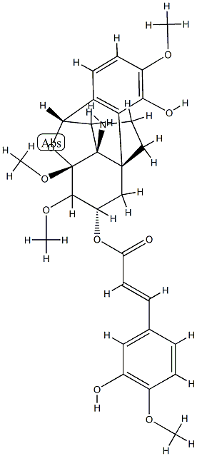 8β,10β-Epoxy-3,7,8-trimethoxyhasubanan-4,6β-diol 6-[(E)-3-(3-hydroxy-4-methoxyphenyl)propenoate] 结构式