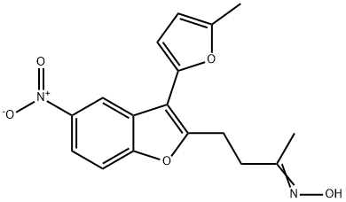 (NZ)-N-[4-[3-(5-methylfuran-2-yl)-5-nitro-1-benzofuran-2-yl]butan-2-ylidene]hydroxylamine 结构式