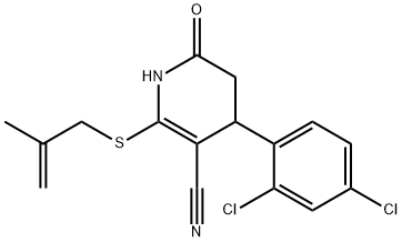 4-(2,4-dichlorophenyl)-2-[(2-methyl-2-propenyl)sulfanyl]-6-oxo-1,4,5,6-tetrahydro-3-pyridinecarbonitrile 结构式