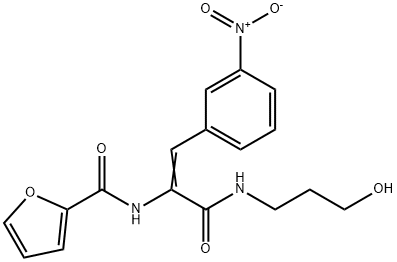 N-(2-{3-nitrophenyl}-1-{[(3-hydroxypropyl)amino]carbonyl}vinyl)-2-furamide 结构式