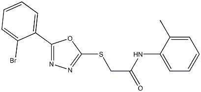 2-{[5-(2-bromophenyl)-1,3,4-oxadiazol-2-yl]sulfanyl}-N-(2-methylphenyl)acetamide 结构式