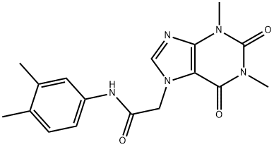 2-(1,3-dimethyl-2,6-dioxo-1,2,3,6-tetrahydro-7H-purin-7-yl)-N-(3,4-dimethylphenyl)acetamide 结构式