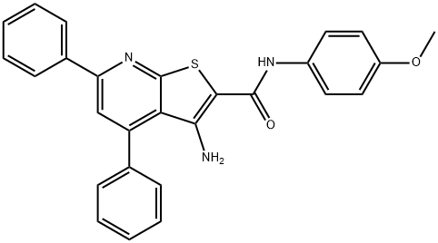 3-amino-N-(4-methoxyphenyl)-4,6-diphenylthieno[2,3-b]pyridine-2-carboxamide 结构式