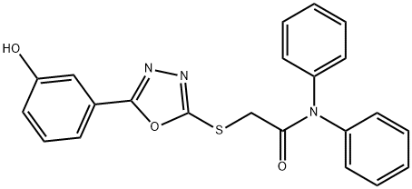 2-{[5-(3-hydroxyphenyl)-1,3,4-oxadiazol-2-yl]sulfanyl}-N,N-diphenylacetamide 结构式