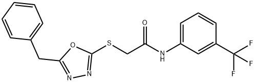 2-[(5-benzyl-1,3,4-oxadiazol-2-yl)sulfanyl]-N-[3-(trifluoromethyl)phenyl]acetamide 结构式