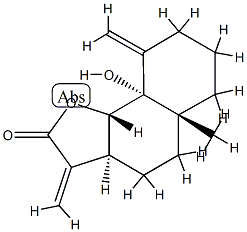 (3aS)-3aβ,4,5,5a,6,7,8,9,9a,9bα-Decahydro-9aβ-hydroxy-5aα-methyl-3,9-bis(methylene)naphtho[1,2-b]furan-2(3H)-one 结构式