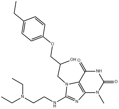 8-{[2-(diethylamino)ethyl]amino}-7-[3-(4-ethylphenoxy)-2-hydroxypropyl]-3-methyl-3,7-dihydro-1H-purine-2,6-dione 结构式