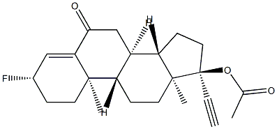 (17R)-3β-Fluoro-17-acetoxypregn-4-en-20-yn-6-one 结构式