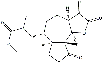 [[(3aS,6aβ,9bβ)-3,3aβ,4,5,6,6a,7,8,9a,9b-Decahydro-9aα-methyl-3-methylene-2,9-dioxoazuleno[4,5-b]furan-6α-yl]methyl]2-methylpropanoate 结构式