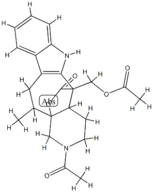 2-Acetyl-1,2,3,4,4a,5,6,11,12,12a-decahydro-12a-hydroxy-5-(acetoxymethyl)-12-methylpyrido[3',4':5,6]cyclohept[1,2-b]indole-5-carboxylic acid γ-lactone 结构式