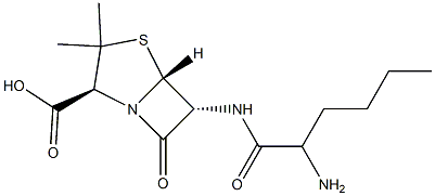 6α-[(2-Amino-1-oxohexyl)amino]penicillanic acid 结构式