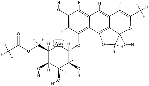 2,2a-Dihydro-2a,8-dihydroxy-4-methylbenzo[g]furo[2,3,4-ij][2]benzopyran-10-yl 6-O-acetyl-β-D-glucopyranoside 结构式