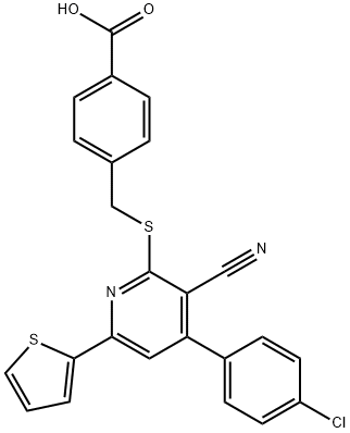 4-({[4-(4-氯苯基)-3-氰基-6-(噻吩-2-基)吡啶-2-基]硫烷基}甲基)苯甲酸 结构式