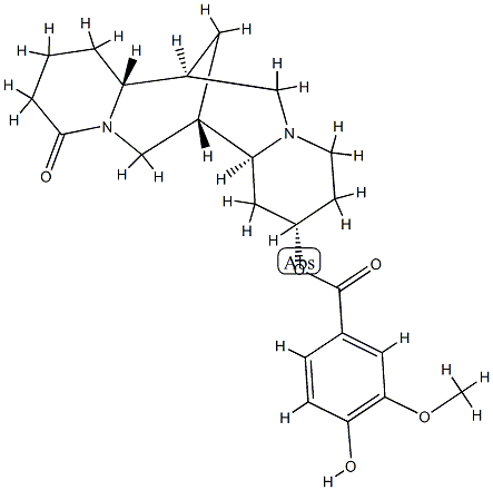 4-Hydroxy-3-methoxybenzoic acid [(2S,7aα,14aβ)-dodecahydro-11-oxo-7α,14α-methano-2H,6H-dipyrido[1,2-a:1',2'-e][1,5]diazocin-2β-yl] ester 结构式