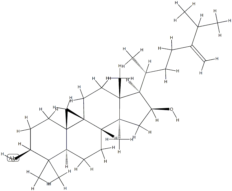 24-Methylene-9β,19-cyclo-5α-lanostane-3β,16β-diol 结构式