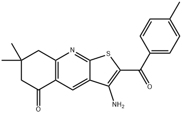 3-amino-7,7-dimethyl-2-(4-methylbenzoyl)-7,8-dihydrothieno[2,3-b]quinolin-5(6H)-one 结构式