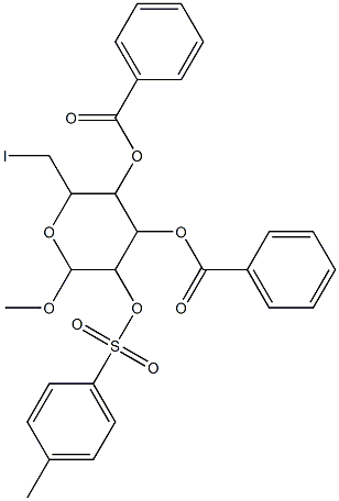 .alpha.-D-Glucopyranoside, methyl 6-deoxy-6-iodo-, 3,4-dibenzoate 2-(4-methylbenzenesulfonate) 结构式