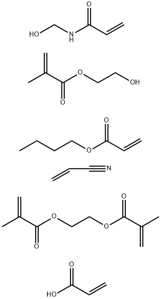 2-Propenoic acid, 2-methyl-, 1,2-ethanediyl ester, polymer with butyl 2-propenoate, 2-hydroxyethyl 2-methyl-2-propenoate, N-(hydroxymethyl)-2-propenamide, 2-propenenitrile and 2-propenoic acid 结构式