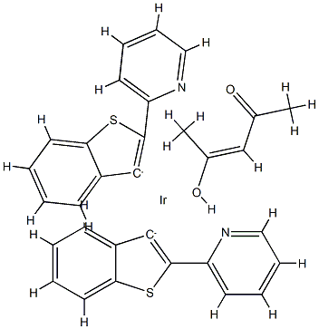 双(2-(2'-苯并噻吩基)吡啶-N,C3')(乙酰丙酮)合铱 结构式