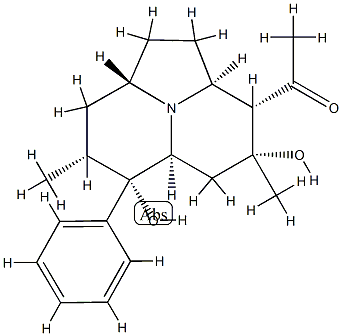 (2aS,4R,5aα,6S,8aβ)-3α-Acetyl-4,7α-dimethyl-6-phenyldecahydro-1H-pyrrolo[2,1,5-de]quinolizine-4,6-diol 结构式