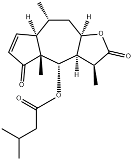 (3aR)-4,4a,7aα,8,9,9aα-Hexahydro-4α-(isovaleryloxy)-3β,4aβ,8α-trimethylazuleno[6,5-b]furan-2,5(3H,3aαH)-dione 结构式