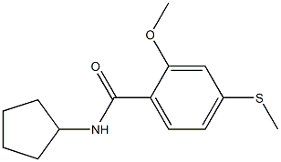 N-cyclopentyl-2-methoxy-4-(methylsulfanyl)benzamide 结构式