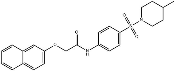 N-{4-[(4-methyl-1-piperidinyl)sulfonyl]phenyl}-2-(2-naphthyloxy)acetamide 结构式