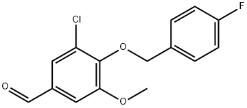 3-氯-4-[(4-氟苯基)甲氧基]-5-甲氧基苯甲醛 结构式