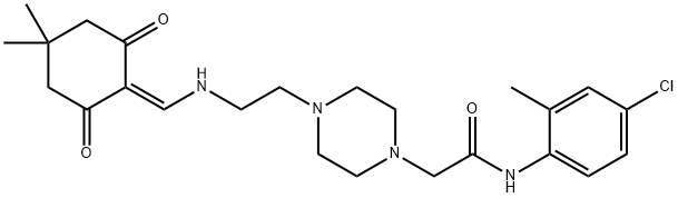 N-(4-chloro-2-methylphenyl)-2-[4-(2-{[(4,4-dimethyl-2,6-dioxocyclohexylidene)methyl]amino}ethyl)-1-piperazinyl]acetamide 结构式