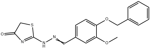 4-(benzyloxy)-3-methoxybenzaldehyde (4-oxo-1,3-thiazolidin-2-ylidene)hydrazone 结构式