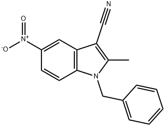 1-benzyl-5-nitro-2-methyl-1H-indole-3-carbonitrile 结构式