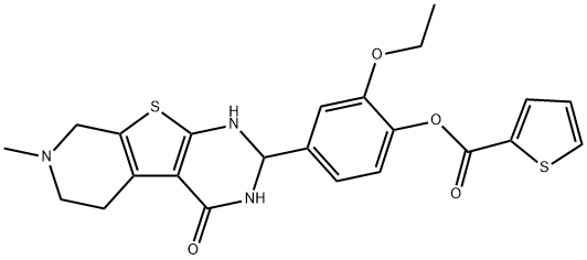 2-ethoxy-4-(7-methyl-4-oxo-1,2,3,4,5,6,7,8-octahydropyrido[4',3':4,5]thieno[2,3-d]pyrimidin-2-yl)phenyl 2-thiophenecarboxylate 结构式