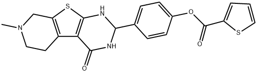 4-(7-methyl-4-oxo-1,2,3,4,5,6,7,8-octahydropyrido[4',3':4,5]thieno[2,3-d]pyrimidin-2-yl)phenyl 2-thiophenecarboxylate 结构式