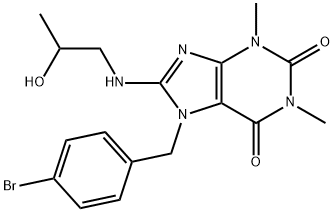 7-(4-bromobenzyl)-8-[(2-hydroxypropyl)amino]-1,3-dimethyl-3,7-dihydro-1H-purine-2,6-dione 结构式