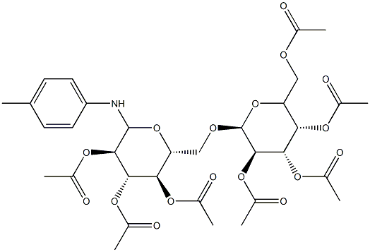 N-(4-Methylphenyl)-6-O-(2-O,3-O,4-O,6-O-tetraacetyl-α-D-galactopyranosyl)-2-O,3-O,4-O-triacetyl-D-glucopyranosylamine 结构式