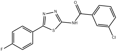 3-chloro-N-[5-(4-fluorophenyl)-1,3,4-thiadiazol-2-yl]benzamide 结构式