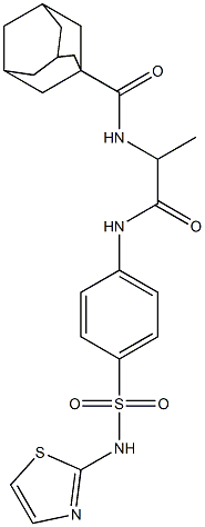 Tricyclo[3.3.1.13,7]decane-1-carboxamide, N-[1-methyl-2-oxo-2-[[4-[(2-thiazolylamino)sulfonyl]phenyl]amino]ethyl]- (9CI) 结构式