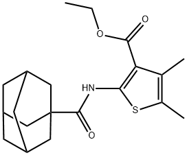 ethyl 2-((3r,5r,7r)-adamantane-1-carboxamido)-4,5-dimethylthiophene-3-carboxylate 结构式