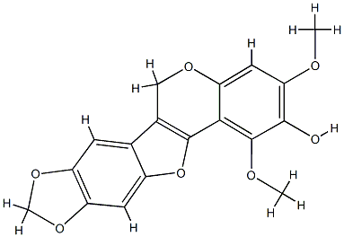 1,3-Dimethoxy-6H-[1,3]dioxolo[5,6]benzofuro[3,2-c][1]benzopyran-2-ol 结构式