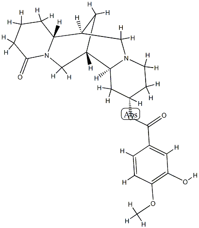 3-Hydroxy-4-methoxybenzoic acid [(2S,7aα,14aβ)-dodecahydro-11-oxo-7α,14α-methano-2H,6H-dipyrido[1,2-a:1',2'-e][1,5]diazocin-2β-yl] ester 结构式