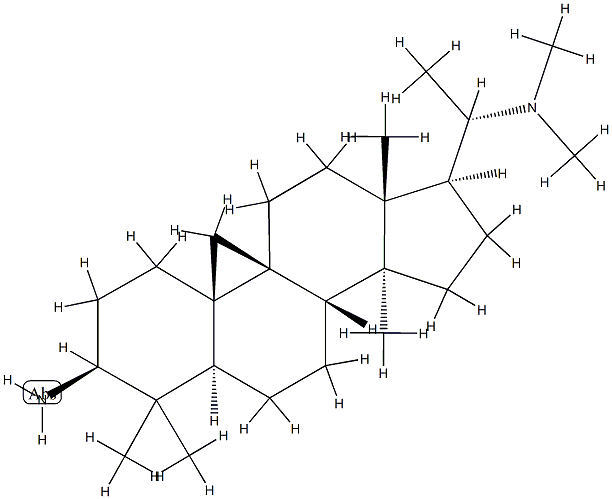 (20S)-20-(Dimethylamino)-4,4,14-trimethyl-9,19-cyclo-5α-pregnan-3β-amine 结构式