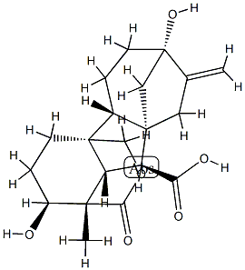1α,4aα-(Carbonyloxymethylene)-2β,7-dihydroxy-1β-methyl-8-methylenegibbane-10β-carboxylic acid 结构式