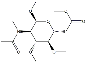 Methyl 6-O-acetyl-2-[acetyl(methyl)amino]-3-O,4-O-dimethyl-2-deoxy-α-D-galactopyranoside 结构式