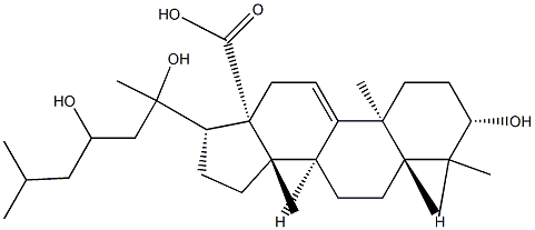 (20ξ)-3β,20,23-Trihydroxy-5α-lanost-9(11)-en-18-oic acid 结构式