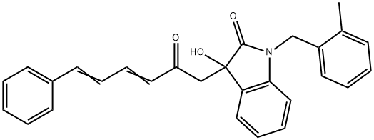 3-hydroxy-1-(2-methylbenzyl)-3-(2-oxo-6-phenyl-3,5-hexadienyl)-1,3-dihydro-2H-indol-2-one 结构式