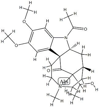 (2β,7β,14ξ,15S)-1-Acetyl-14,19-dihydroxy-10,11-dimethoxy-4-methyl-3,4-secocondyfolan-3-one 结构式