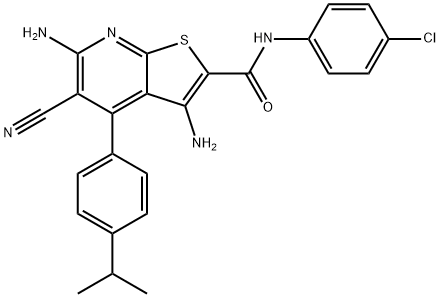 3,6-diamino-N-(4-chlorophenyl)-5-cyano-4-(4-isopropylphenyl)thieno[2,3-b]pyridine-2-carboxamide 结构式