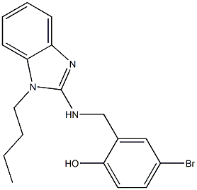 4-bromo-2-{[(1-butyl-1H-benzimidazol-2-yl)amino]methyl}phenol 结构式