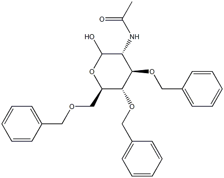 2-(Acetylamino)-2-deoxy-3-O,4-O,6-O-tribenzyl-D-glucopyranose 结构式