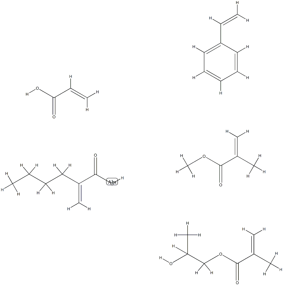 2-甲基-2-丙烯酸甲酯与2-丙烯酸丁酯、苯乙烯、1,2-丙二醇单(2-甲基-2-丙烯酸酯)和2-丙烯酸的聚合物 结构式